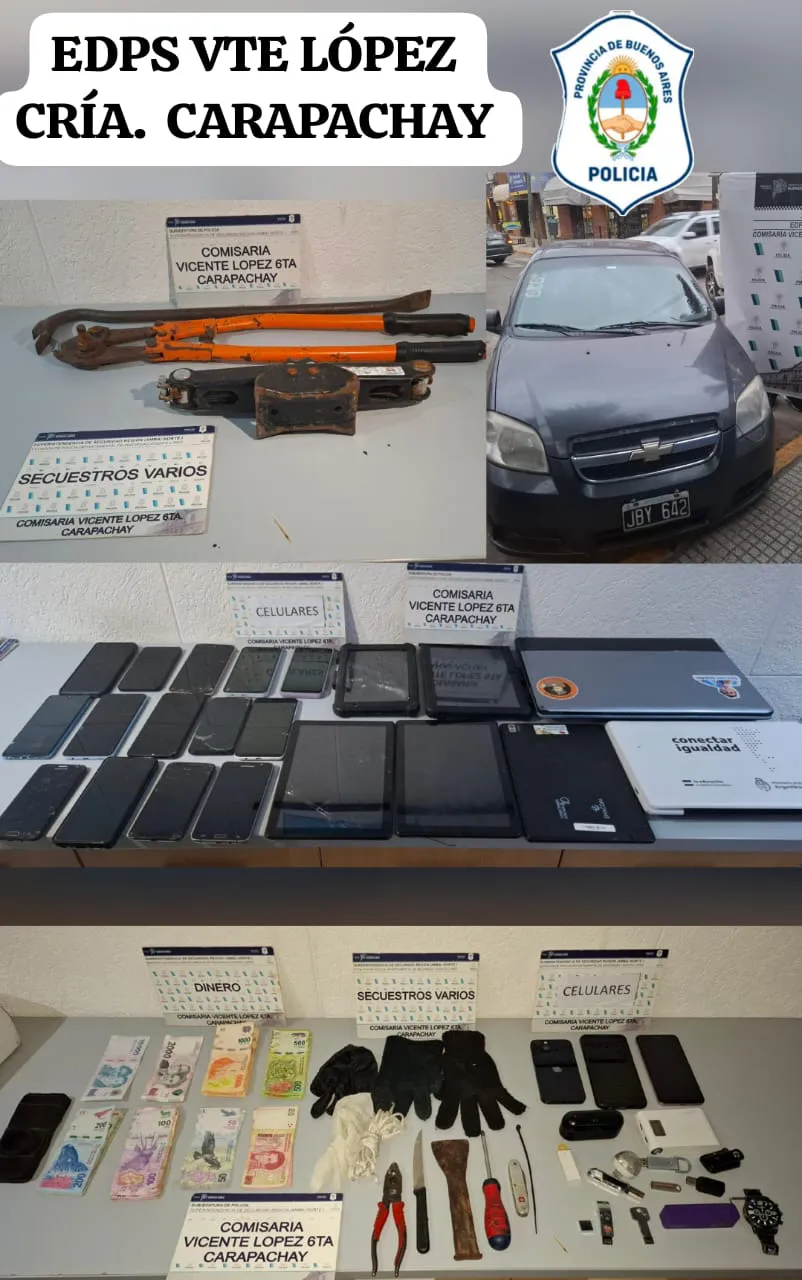 Detienen a dos adolescentes acusados de realizar entraderas en Vicente López