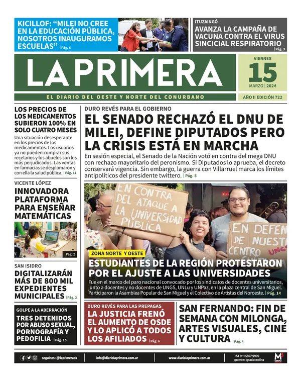 Tapa La Primera 15-03-2024